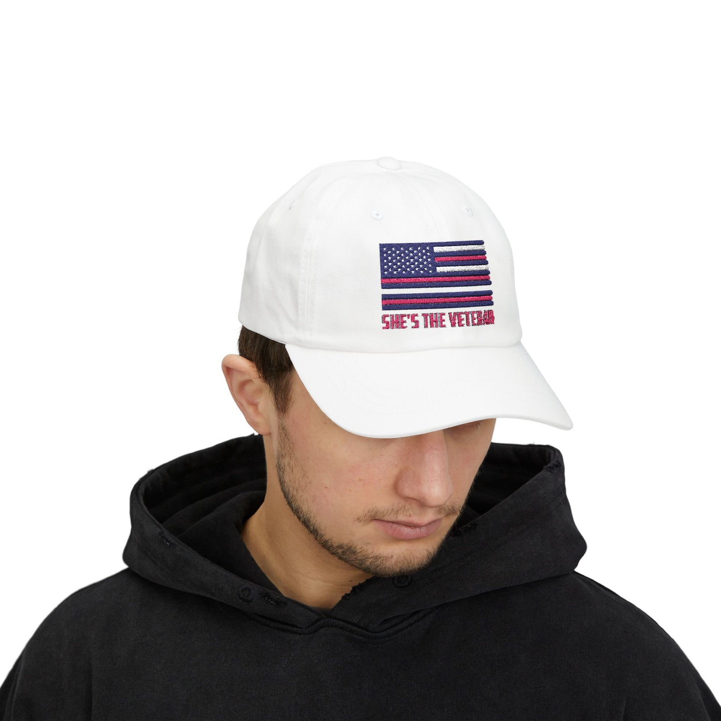 Embroidered Hat with She's the Veteran Flag