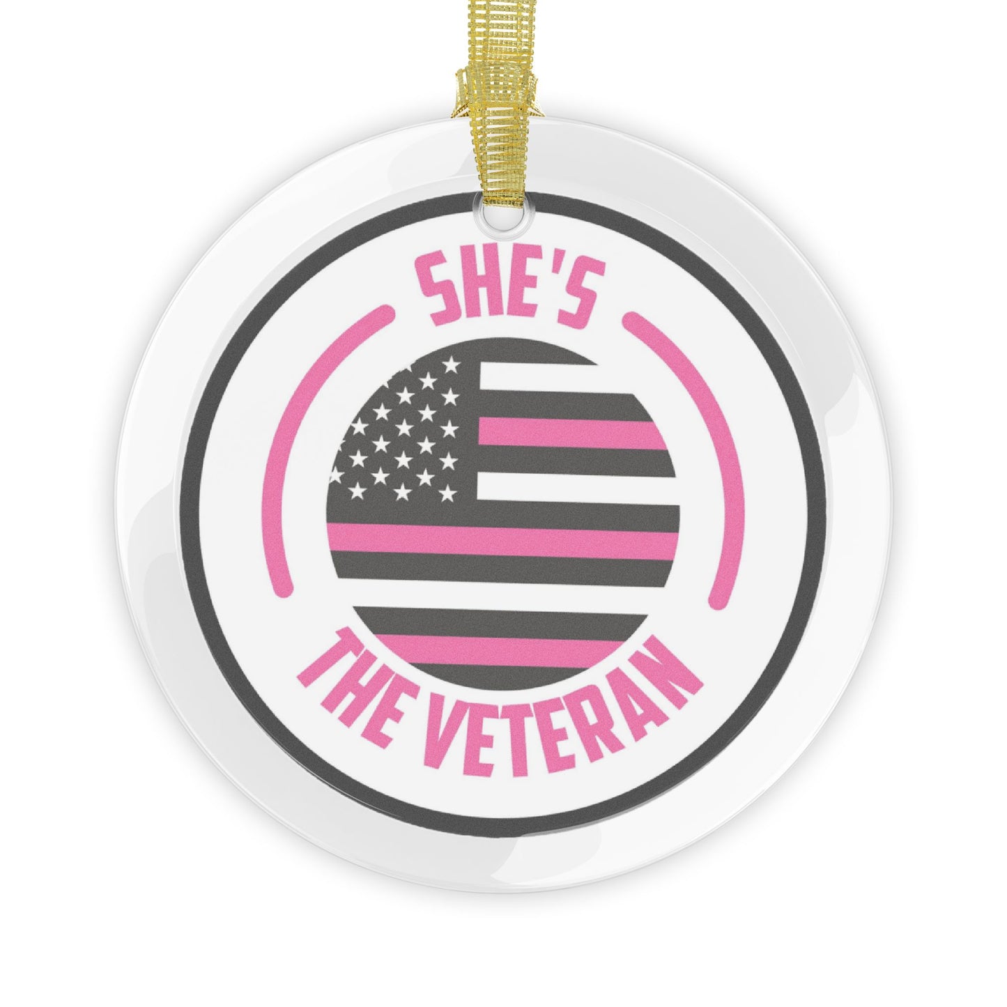 Lady Veteran Glass Ornament